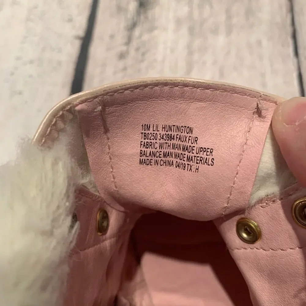 JUICY COUTURE Girl’s Lil Huntington Pink Glitter Boots with Fur Trim / Size: 10M